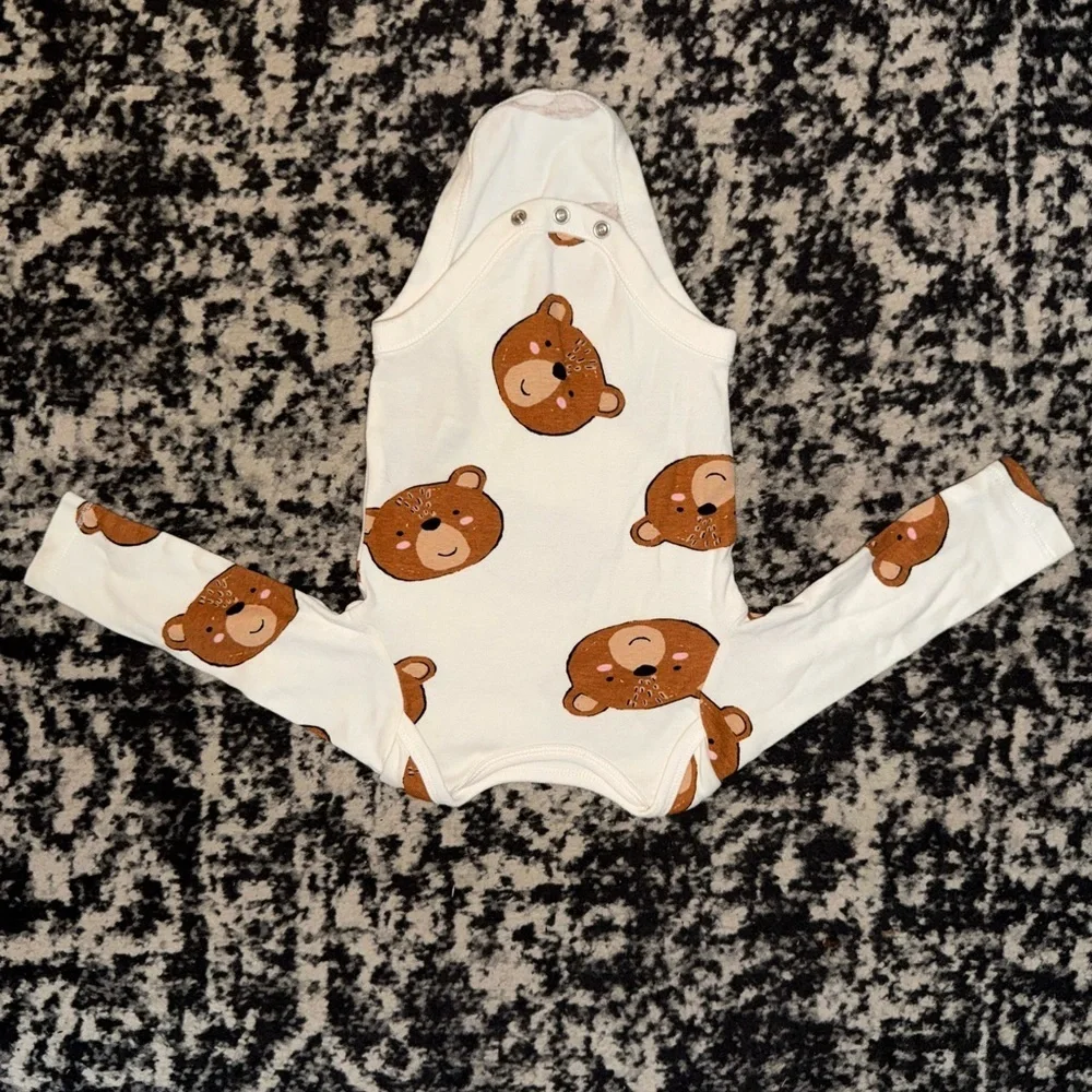 FREE WHEN BUNDELED-Old Navy Cream Bear Print Bodysuit